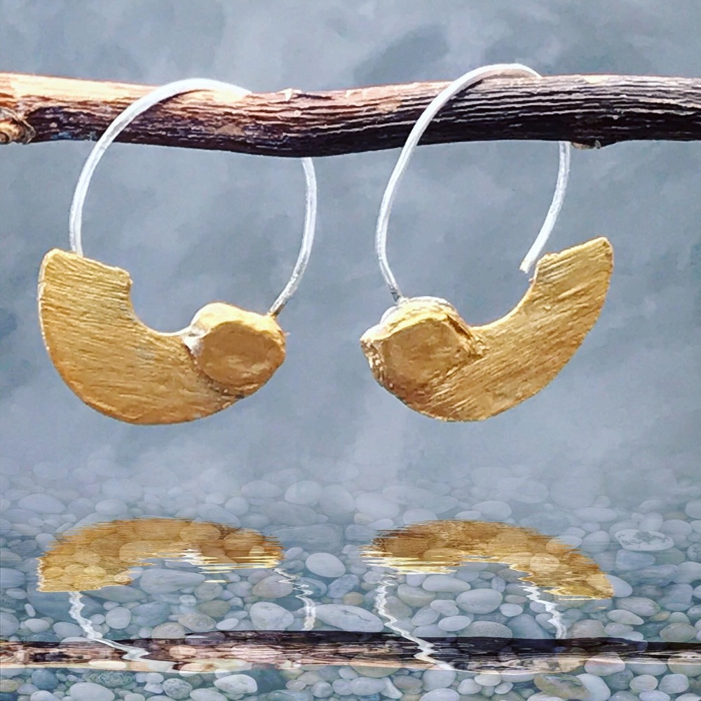 Matana handmade geometric silver / gold earrings